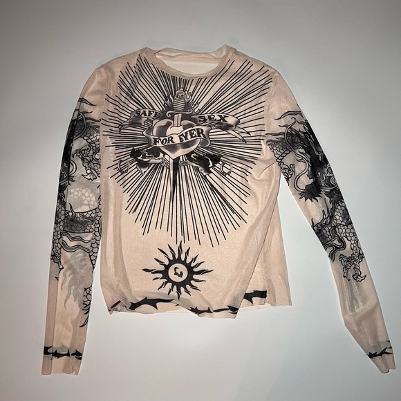 Jean Paul Gaultier Tops - Safe S*x Forever Mesh Top